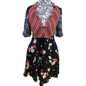 Free People | Dress Floral Striped Rayon